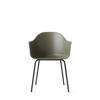 Harbour Dining Arm Chair - Black Steel Legs - Hard Shell - Olive
