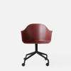 Harbour Swivel Arm Chair wCasters - Black Steel Base - Hard Shell- Burned Red