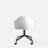 Harbour Swivel Arm Chair wCasters - Black Steel Base - Hard Shell - White