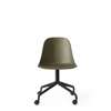 Harbour Swivel Side Chair wCasters - Black steel Base - Hard Shell - Olive
