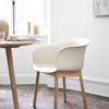 Elefy JH30 Dining Chair Natural Oak Legs Soft Beige Hard Shell