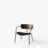 Pavilion AV6 Lounge Armchair Upholstered Seat - Black Silk Leather - walnut