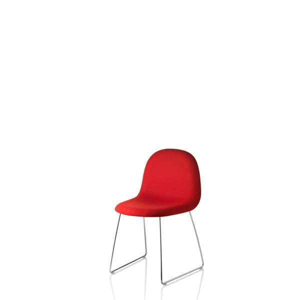3D Dining Chair - Fully Upholstered Sledge Base - Chrome base 