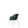 Bat Dining Chair - Un-Upholstered Conic Base - Brass Base - dark green Shell