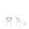 Diagram - Bat Dining Chair Wood Base with Cushion