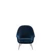 Bat Lounge Chair - Fully Upholstered High Back Conic Base - Black chrome gubi velluto 970