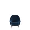 Bat Lounge Chair - Fully Upholstered High Back Conic Base - Black gubi velluto-970 front