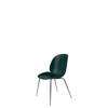 Beetle Dining Chair - Un-Upholstered Conic Case - Black chrome Base - dark green shell