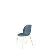 Beetle Dining Chair - Un-Upholstered Conic Case - Brass Base - smoke blue shell