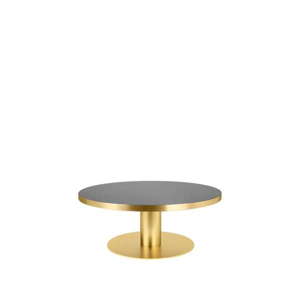 GUBI 2.0 Coffee Table - Round 125 - Brass Base - Granit Grey Glass