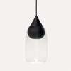 Liuku Drop Pendant - black stained wood - transparent_glass