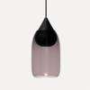Liuku Drop Pendant - black stained wood  - violet gradient glass
