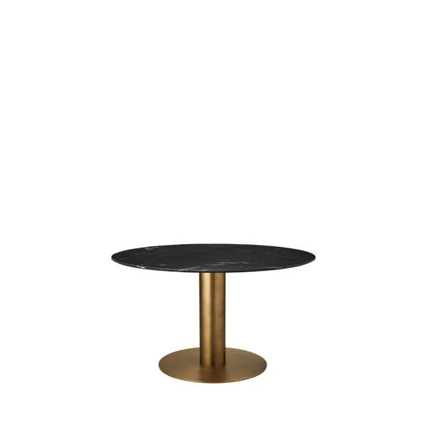 GUBI 2.0 Dining Table - Round 130 - antique brass base - black marquina marble top