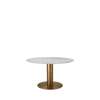 GUBI 2.0 Dining Table - Round 130 - antique brass base - white carrara marble top