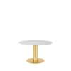 GUBI 2.0 Dining Table - Round 130 - brass base - white carrara marble top