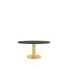 GUBI 2.0 Dining Table - Round 150 - brass base - black stained ash top