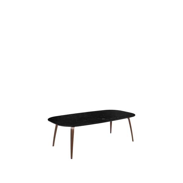 GUBI Dining Table - Elliptical 120x230 Marble Top - american walnut base - black marquina marble top
