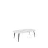 GUBI Dining Table - Elliptical 120x230 Marble Top - black stained ash base - white carrara marble top