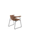 Masculo Dining Chair - Fully Upholstered Sledge Base - black fabric brown