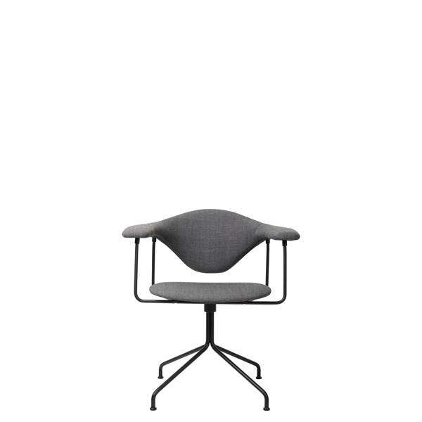Masculo Meeting Chair - Fully Upholstered Swivel Base - black fabric grey