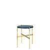 TS Round Side Table - brass base - navy blue  glass 
