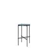 TS Round Console Table - 40 black base -navy blue glass 