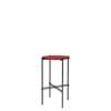 TS Round Console Table - 40 black base -rustyred glass 