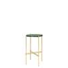 TS Round Console Table - 40 brass base -dusty green glass 