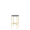 TS Round Console Table - 40 brass base -graphite black glass 