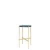 TS Round Console Table - 40 brass base -navy blue glass 