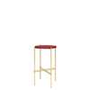 TS Round Console Table - 40 brass base -rustyred glass 
