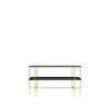 TS Console 120 - 2 Rack with Tray - Black Base - 120 brass base - dusty green glass 