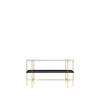 TS Console 120 - 2 Rack with Tray - Black Base - 120 brass base - oyster white glass 