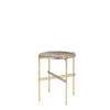 TS Round Side Table - grey travertine top - brass base