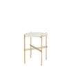 TS Round Side Table - white travertine top - brass base