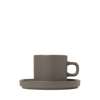 Pilar Coffee Cups with Saucers Set of 2 - Pewter