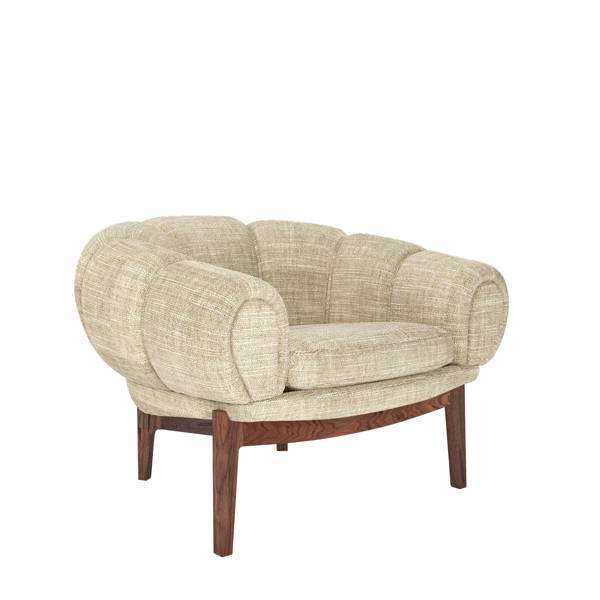 Croissant Lounge Chair with Fabric - Walnut base