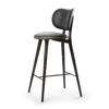 High Stool Backrest - Bar - Sirka Grey Stain Oak - Black Leather Seat