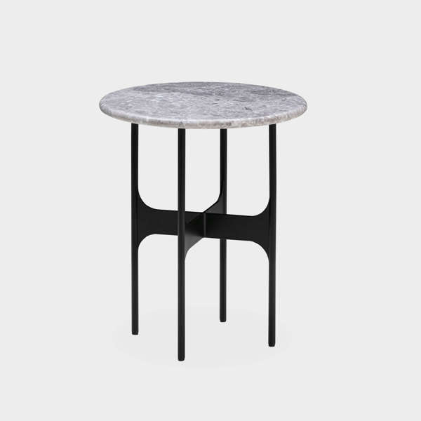 Floema Side Table - Small Tall Grey Emperador marble