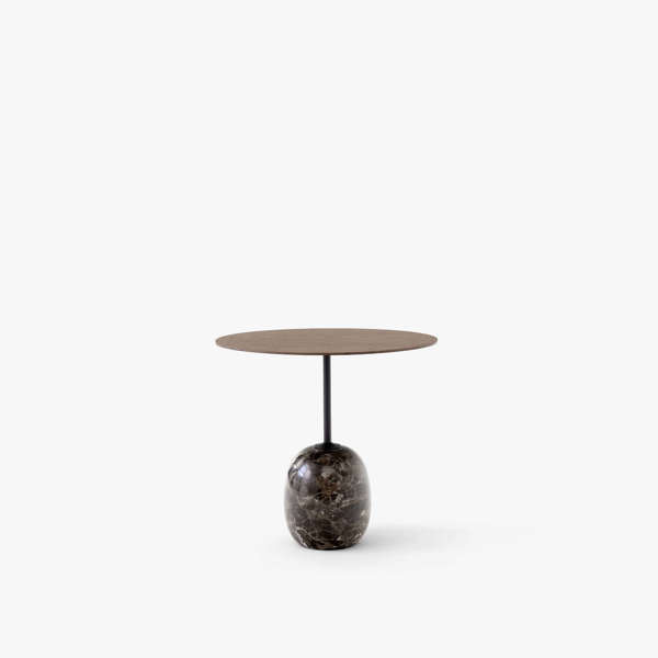 Lato Side Table - LN9 - Warm black & Emparador marble Walnut Top